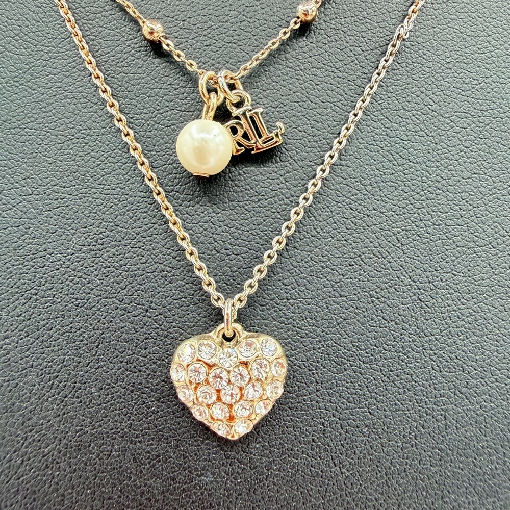 RALPH LAUREN Light Gold Heart Multi strand Pendant Necklace - Picture 2 of 8